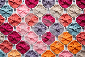 detail image of hexagonal knitting pattern