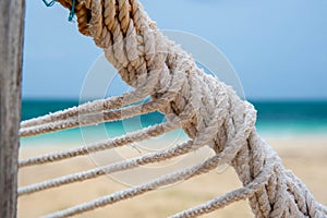 Detail image of a twisted hammock rope