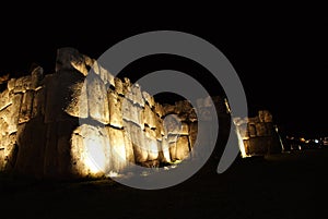 Detail of Inca`s perfect stonework at Sacsaywaman near Cuzco, Peru.