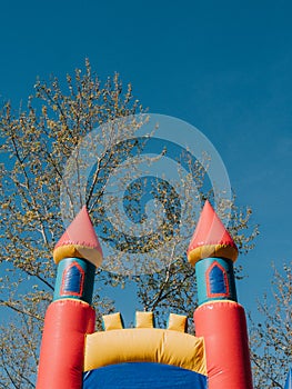 Detail of an inflatable for children in the shape of a castle