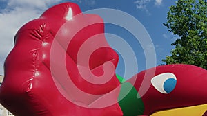 Detail of an inflatable playground on a sunny day.