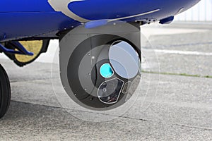 Detail of infrared camera on helicopter