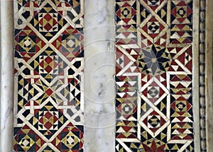 Detail of inlaid marble Islamic patterns