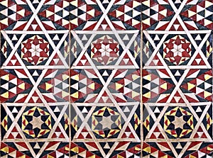 Detail of inlaid marble Islamic patterns on walls