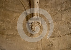 Detail inside Castel Del Monte in Andria in southeast Italy