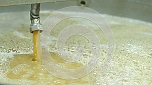 Detail of inside mash tun while making of beer