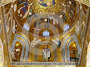 Detail of the interior of the Palatine Chapel, an architectural masterpiece of Italy