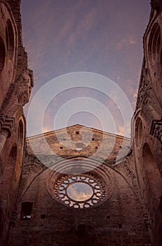 Detail of the interior of San Galgano Abbey, Tuscany