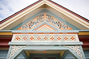 detail of intricate gable end fretwork