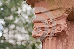 Detail of the ionic capital of a sandstone column