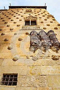 detail of the iron gate of the windows of the Casa de las conchas de Salamanca in Spain