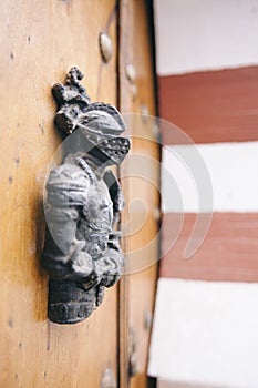 Detail of an iron knight decoration of an arabic door