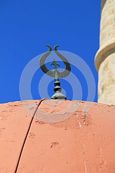 Detail of ironwork on mosque on Greek Island of Kos