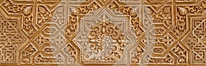 Detail of Islamic (Moorish) tilework at the Alhambra, Granada, Spain