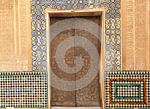 Detail of Islamic (Moorish) tilework at the Alhambra, Granada, Spain