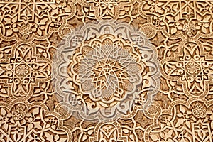 Detail of Islamic (Moorish) tilework at the Alhambra, Granada, Spain