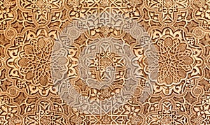 Detail of Islamic (Moorish) tilework at the Alhambra, Granada, Spain photo