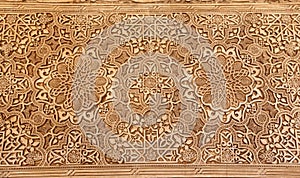 Detail of Islamic (Moorish) tilework at the Alhambra, Granada, Spain photo