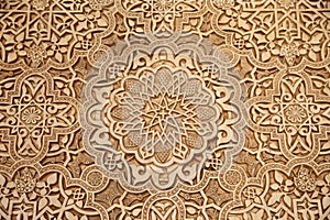 Detail of Islamic (Moorish) tilework at the Alhambra, Granada, Spain photo