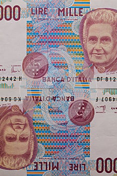 Detail of Italian Lira money