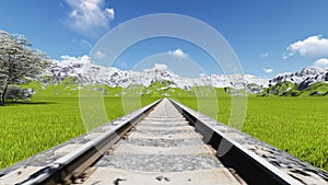 Detail of Italian railway seen from above Europe