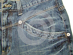 Detail of a jeans trouser pocket