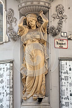 Detail at Jugendstil house in the Graben street in the center of Vienna