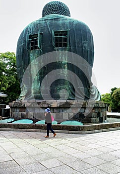 Detail of Kamakura Great Buddha Daibutsu at Buddhist Kotoku-in in Kamakura, Japan