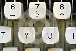 Detail on keys of an old typewriter