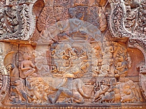 Detail of khmer stone carving