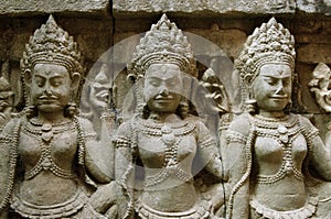 Detail of khmer stone carving photo