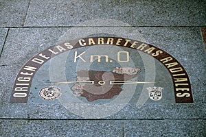 Detail of Km zero point in Madrid