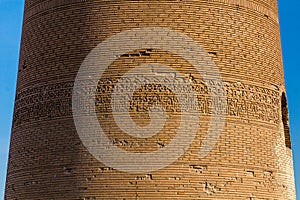 Detail of Kutlug Timur Minaret in the ancient Konye-Urgench, Turkmenista