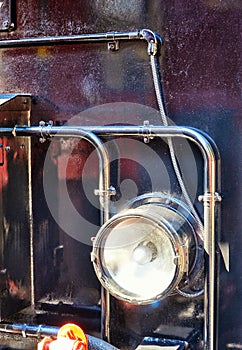 Detail of a lamp on a steam locomotive