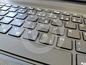 Detail of the laptop keyboard, office work, writer