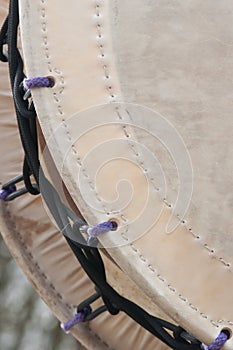 Detail of a large taiko drum