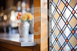 detail of leaded glass in a tudor diamondpane window