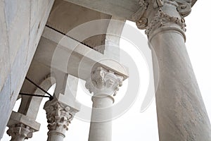 Detail Of Leaning Tower Loggia Pisa Italy