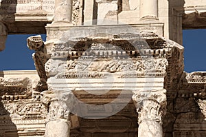 Detail of the library of Celsus in Ephesus