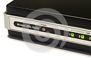 Detail of lights on modern Modem Router ADSL WiFi