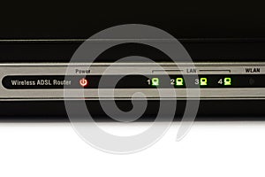 Detail of lights on modern Modem Router ADSL WiFi