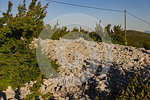 Detail of limestone with visible effects of karst