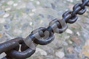 Detail of the links of a large chain photo