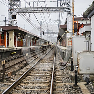 Detail of local railway station in Kyoto, Japan.