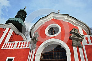 Detail of lower baroque churg building on calvary in Banska Stiavnica.