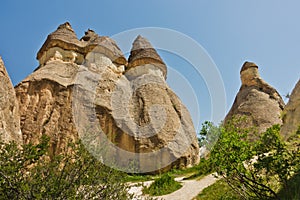 Detail of magnificent stone structures and near Goreme, Cappadocia, Anatolia