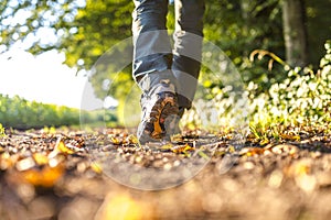 Detail of man hiking photo