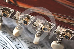 Detail of mandolin keys leaning on vanished