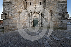 Detail of the Manueline Style main entrance of the Guarda Cathedral Se da Guarda in the city of Guarda