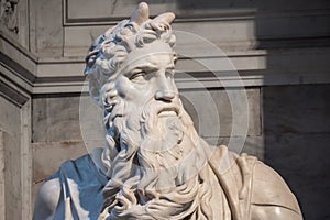 Detail of the Marble statue of Moses sculpted by Michaelangelo located in San Pietro in Vincoli church, Rome, Italy